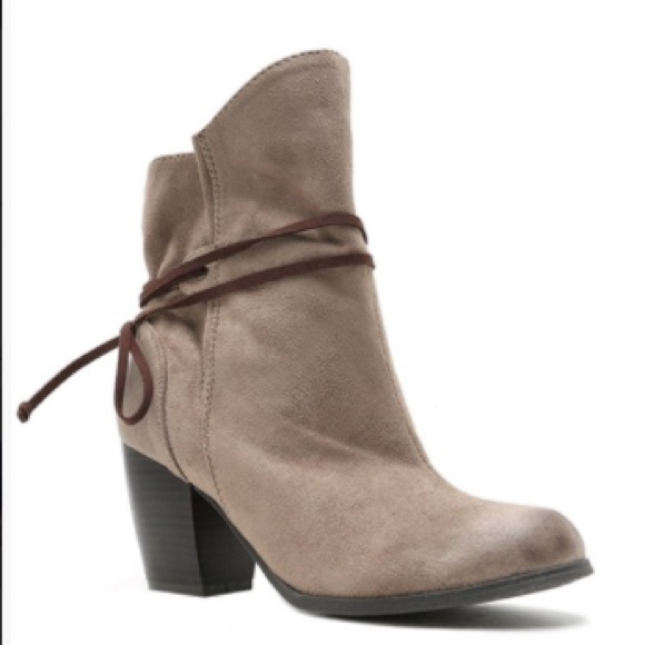 BLACK TAUPE CAMEL SLOUCHY TIE WRAP BOOTIES FALL - Picture 2 of 4