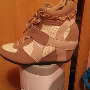 Brown,tan, cream Wedges