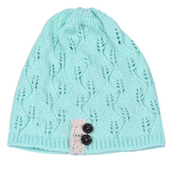 Pretty Dainty Mint Green Knit Hat - Picture 2 of 3