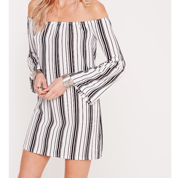 Striped strapless dress