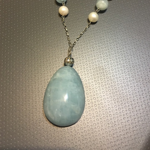 Gem Treasures 2.68ctw Aquamarine & Zircon 3-Stone Drop Pendant w/ Chain