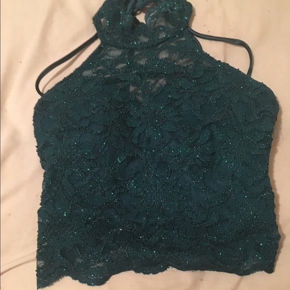 Emerald Green Two Piece Prom Dress - Picture 3 of 4