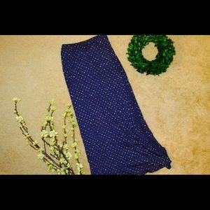 Polka Dot Navy Blue Maxi Skirt