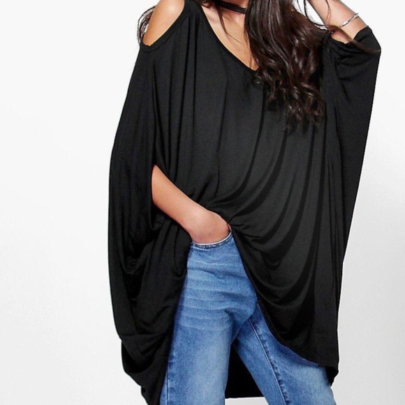 NWT💥Trendy Black Cold Shoulder Tunic/Dress💥 - Picture 4 of 4