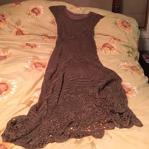 Long crochet summer dress-slip-no rips or flaws.