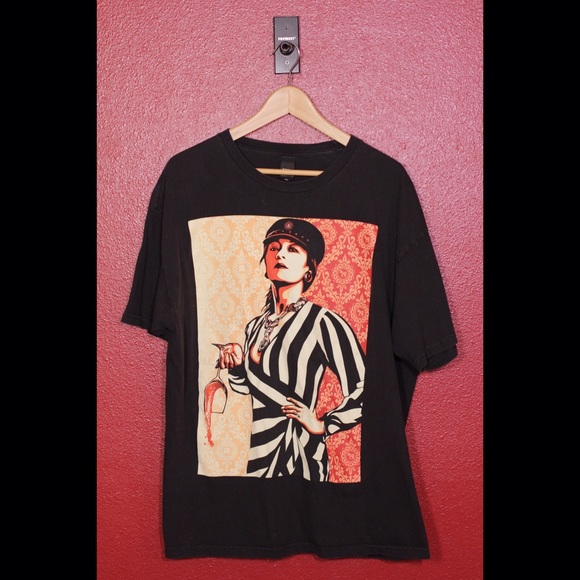 Obey Graphic T-Shirt: Woman Spills Wine