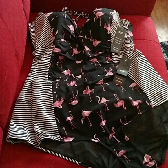 Torrid striped flamingo tankini swimsuit 2x 18 20 - Picture 2 of 3