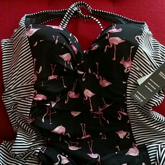 Torrid striped flamingo tankini swimsuit 2x 18 20 - Picture 3 of 3