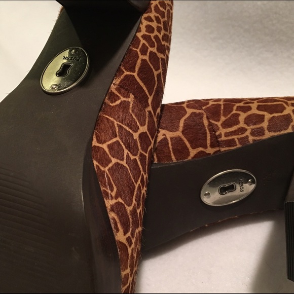 🌿 Fossil Giraffe Pony Hair Pumps NEW Size 7.5 - Picture 2 of 4