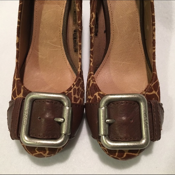 🌿 Fossil Giraffe Pony Hair Pumps NEW Size 7.5 - Picture 4 of 4