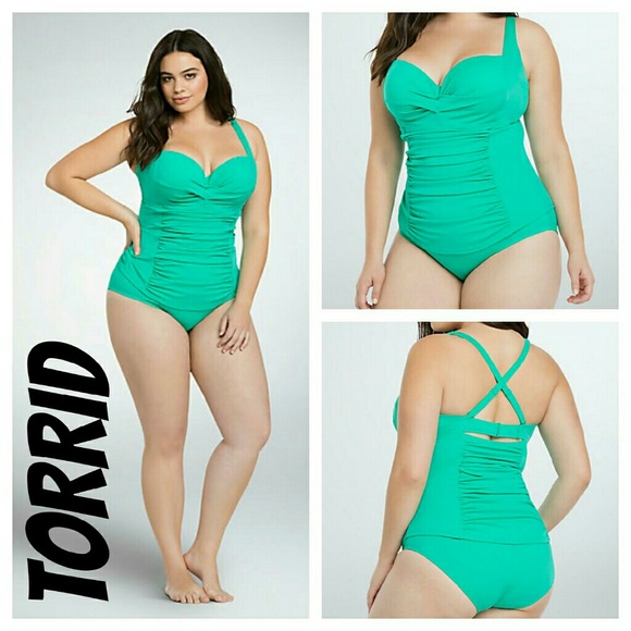 torrid Other - Torrid Twist Front One Piece Swimsuit green 0x L