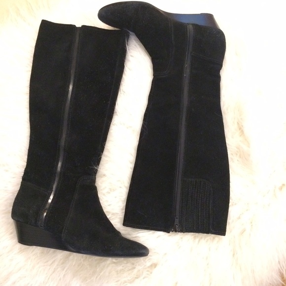 Alfani small wedge heel, black high boots, Size 6