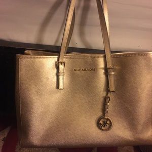 Gently Used Gold Metallic Michael Kors Large Tote