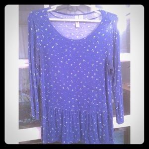 Long sleeve peplum blue top