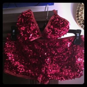 Sequin bra & boyshort hotpants set; size small