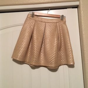 Gold high waisted flared skirt
