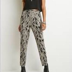 Leaf print B&W pants from Forever 21