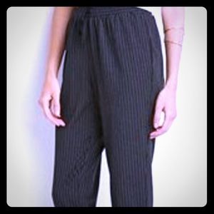 Black and white pinstripe pants draw string
