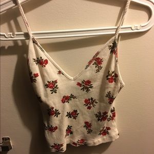 Brandy Melville floral ribbed tank