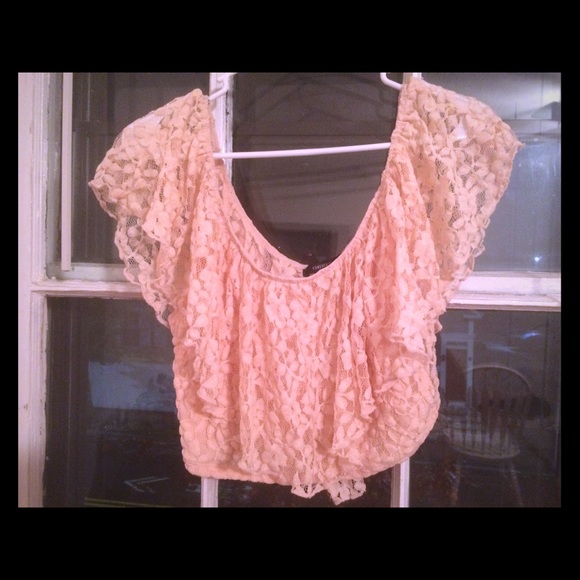 Delicate Peach colored Lace Crop Top Forever 21