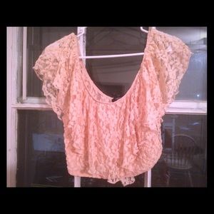Delicate Peach colored Lace Crop Top Forever 21