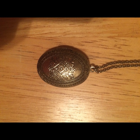 Bronze long embellished Locket Pendant Necklace