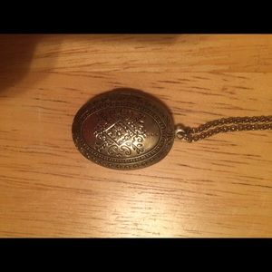 Bronze long embellished Locket Pendant Necklace