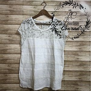 LC Lauren Conrad tee w/lace & crochet detail