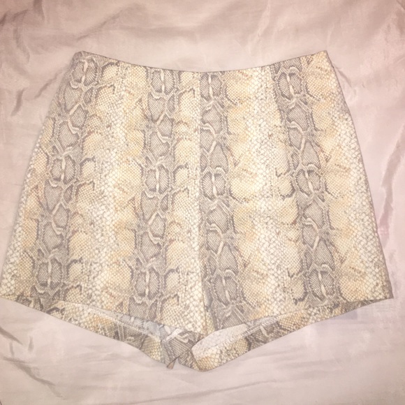 High-waisted snake skin print shorts