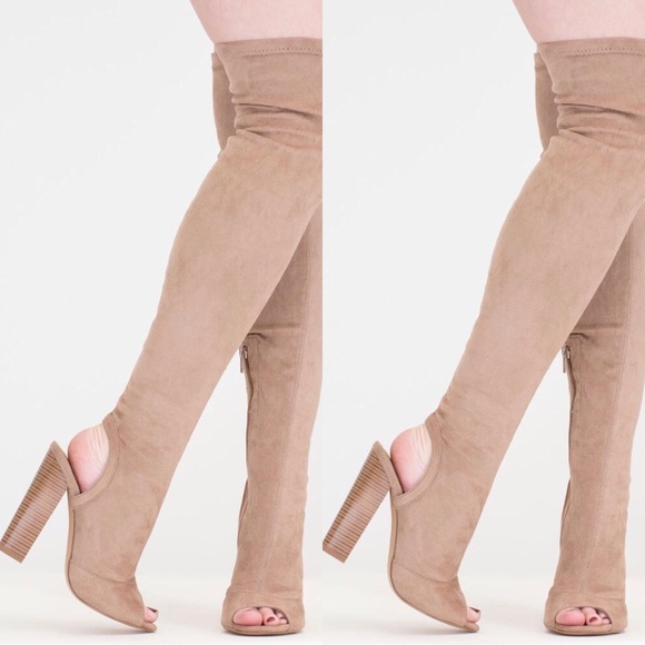 Peep Toe Over the knee / thigh high boot TAUPE - Picture 6 of 6