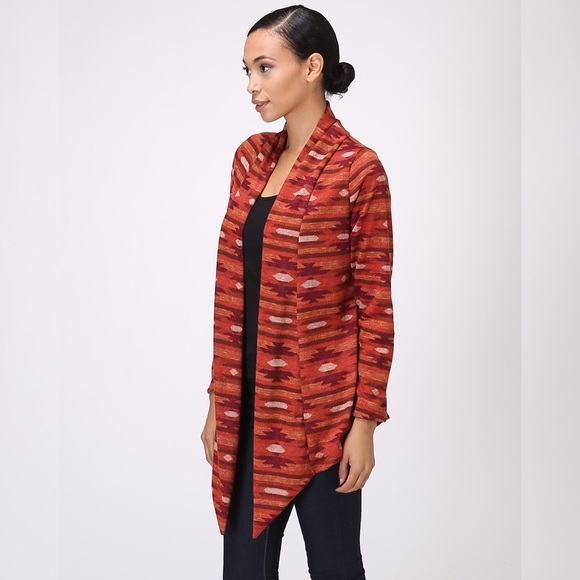 Orange Aztec Cardigan Duster (Runs Small) - Picture 2 of 4