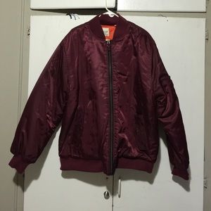 Burgundy bomber jacket