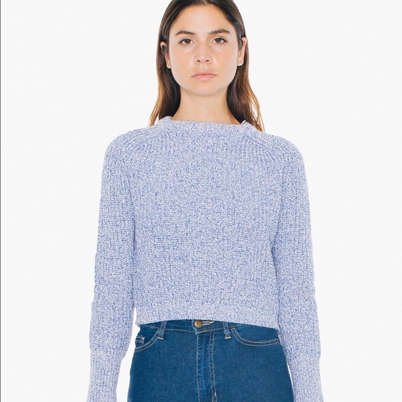 AA Cropped Fisherman Pullover - Blue Melange
