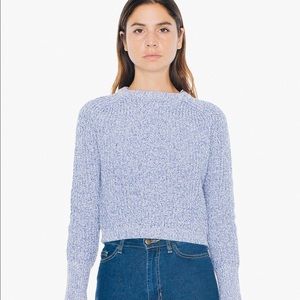 AA Cropped Fisherman Pullover - Blue Melange