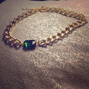 T+J emerald gold chain necklace