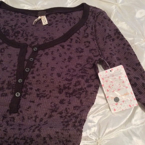 Free People Purple Print Long Sleeve Top - Picture 3 of 3