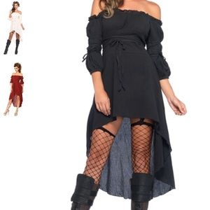 Black sexy peasant costume dress
