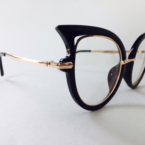 Retro Cat Eye Clear Lens Glasses - Picture 3 of 4
