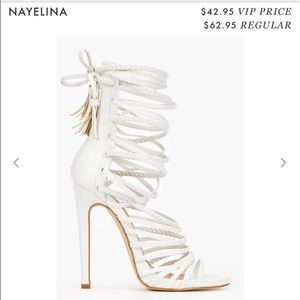 (New)JustFab White Nayelina Strappy Heels