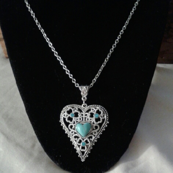 SALE  Handcrafted Faux Turquoise Pend 18.5-20.5"Nk - Picture 4 of 4