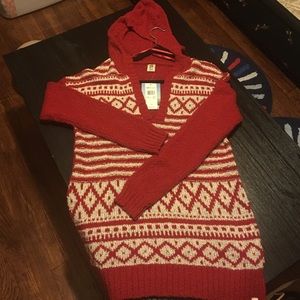 NWT Red ROXY Tunic Hooded Sweater