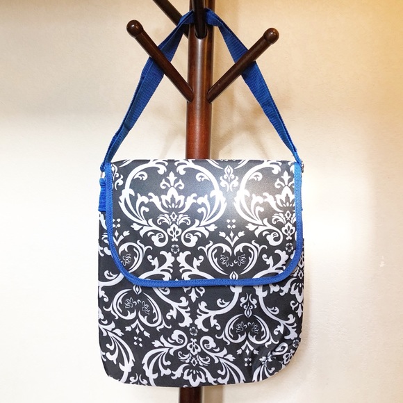 Handbags - Travel Black White & Blue Toile Crossbody Bag New