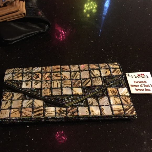 Handmade mother of pearl clutch