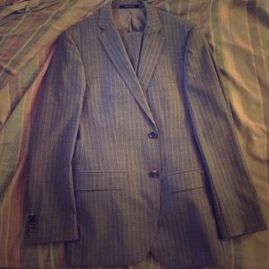 Hugo Boss Grey Yellow Pinstripe Suit