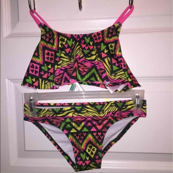 YOUTH GIRL 2PIECE SAFARI SWIMSUIT  SIZE 7/8 - Picture 1 of 3