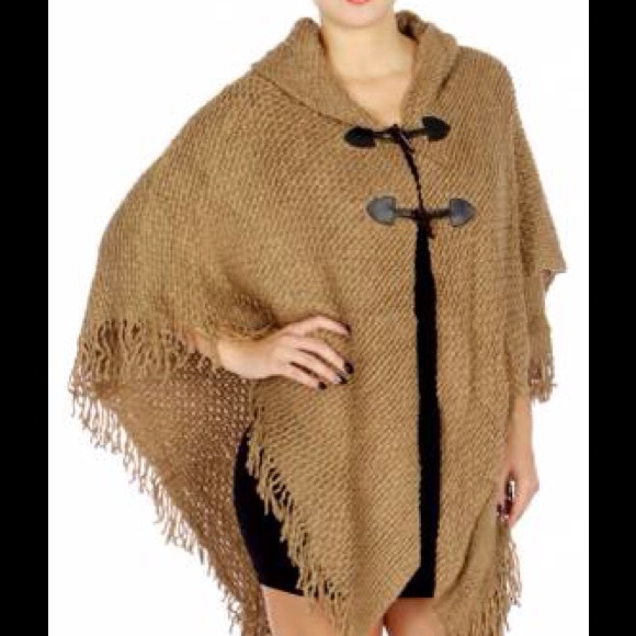 Fashion forward tan 2 button cape - Picture 3 of 4