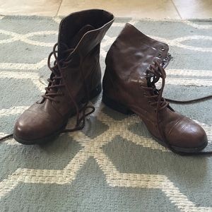 Brown combat boots