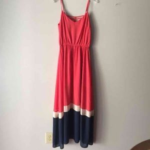 Maxi dress- coral and navy blue