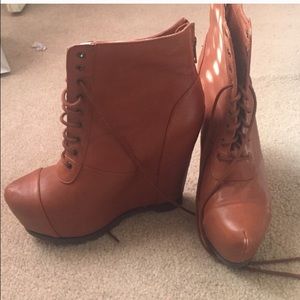 SteVe Madden Cognac Wedge Bootie.
