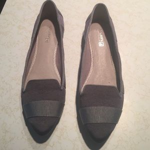 Striped gray Sperry flats